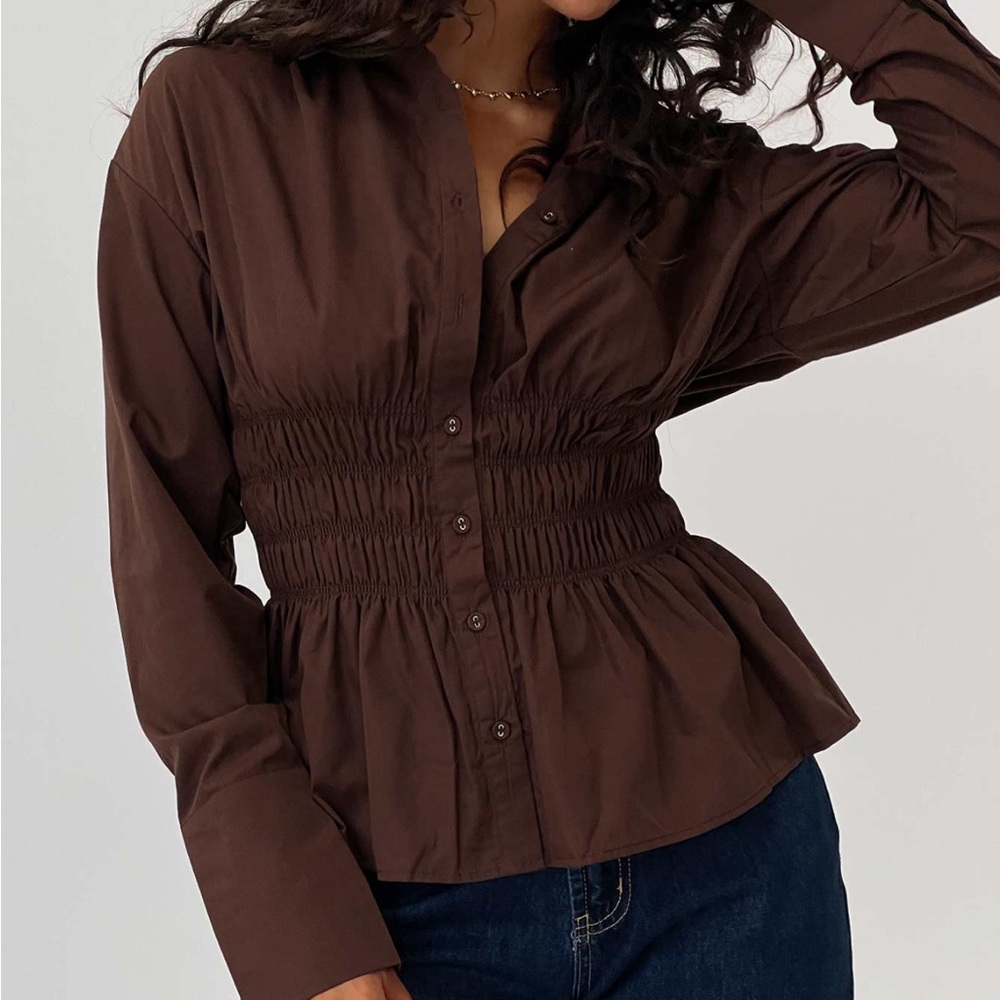 NWOT Princess Polly Chocolate Button Down Shirt